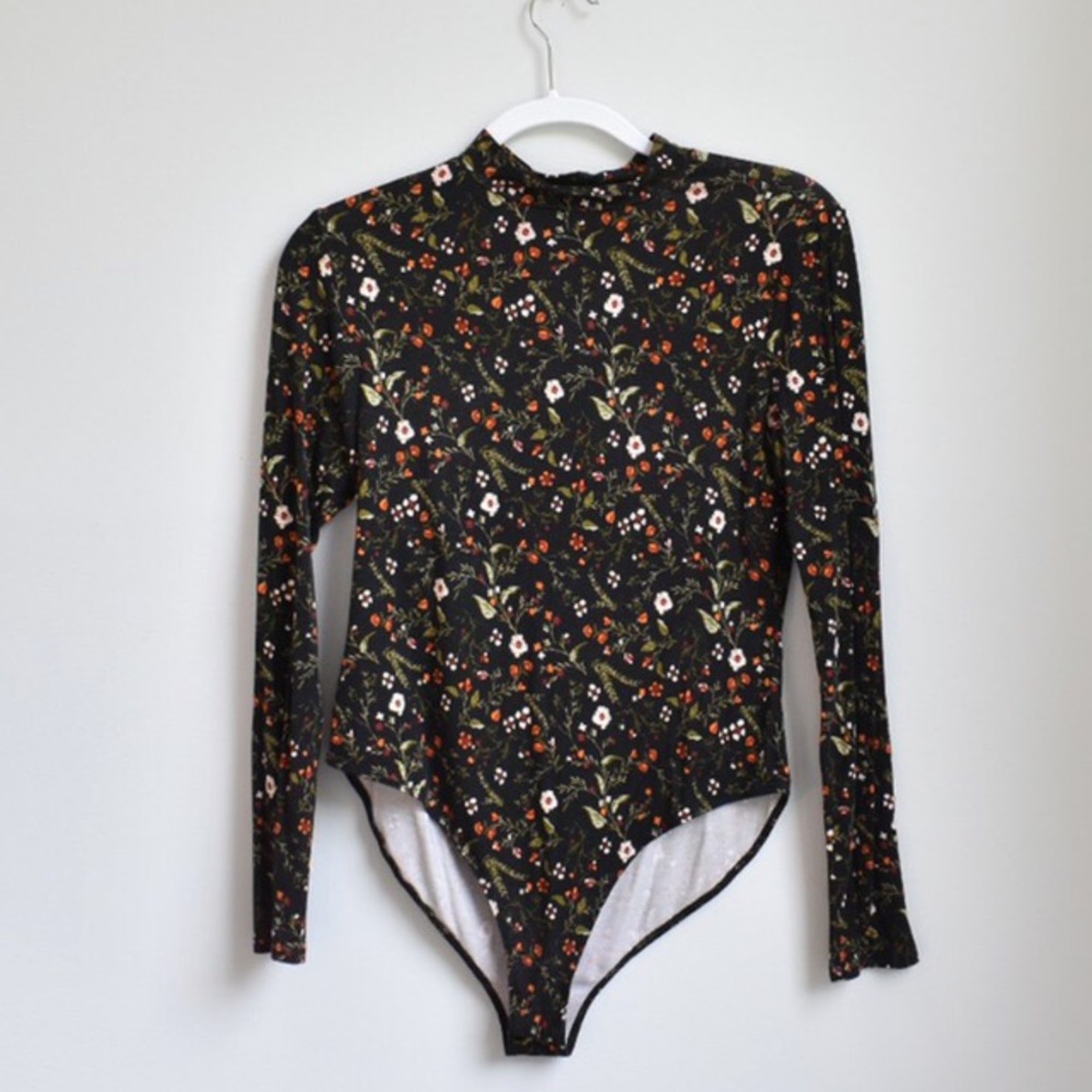 Floral Long Sleeve Mock Neck Body Suit